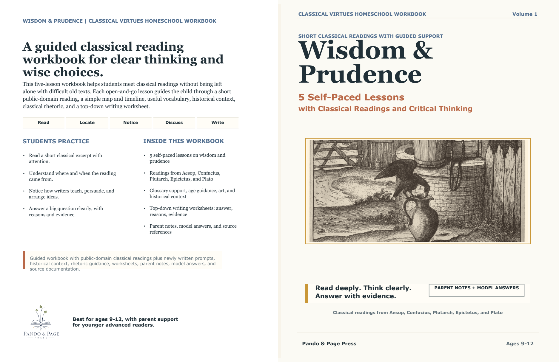 Wisdom and Prudence workbook cover proof showing front and back cover.
